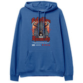 Yūjin Clothing Rebellion Hoodie in black with bold front graphic, comfortable fit, and drawstring hood for casual wear.