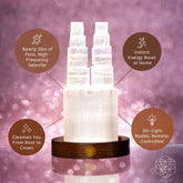 Two-tower Selenite lamp night light by Conscious Items, featuring deep energy cleanse and reset properties with natural crystal towers.