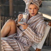 Ultra plush Australian cotton unisex bathrobe by Italic, showing soft fabric and cozy fit on a neutral background.