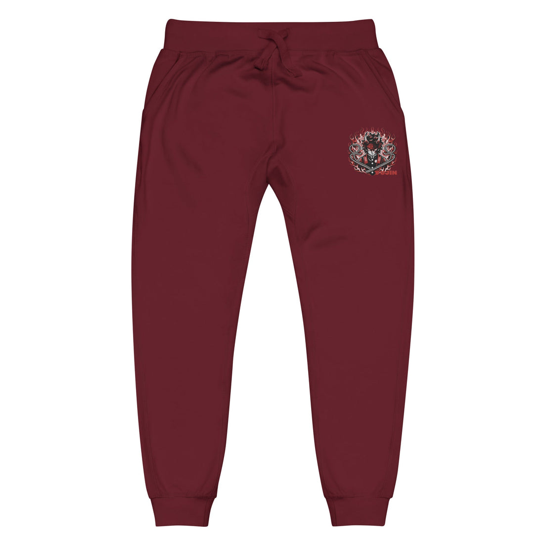 Yūjin Clothing Fire God sweatpants featuring bold fire-themed graphic and comfortable fit, made from soft, durable fabric.