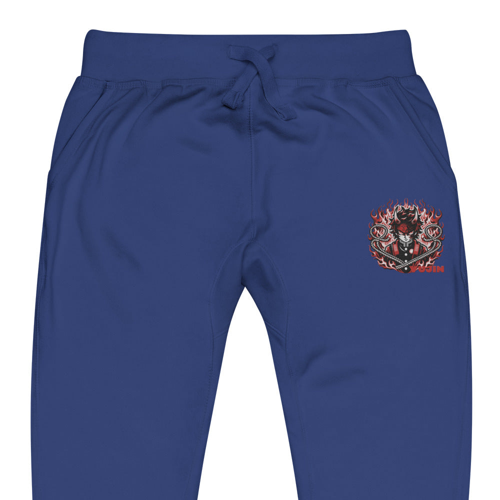 Yūjin Clothing Fire God sweatpants featuring bold fire graphic design, comfortable fit, and casual athletic style.
