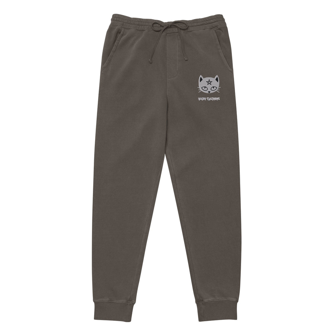 Yūjin Clothing Devil Cat sweatpants featuring a playful devil cat graphic on soft, comfortable fabric.