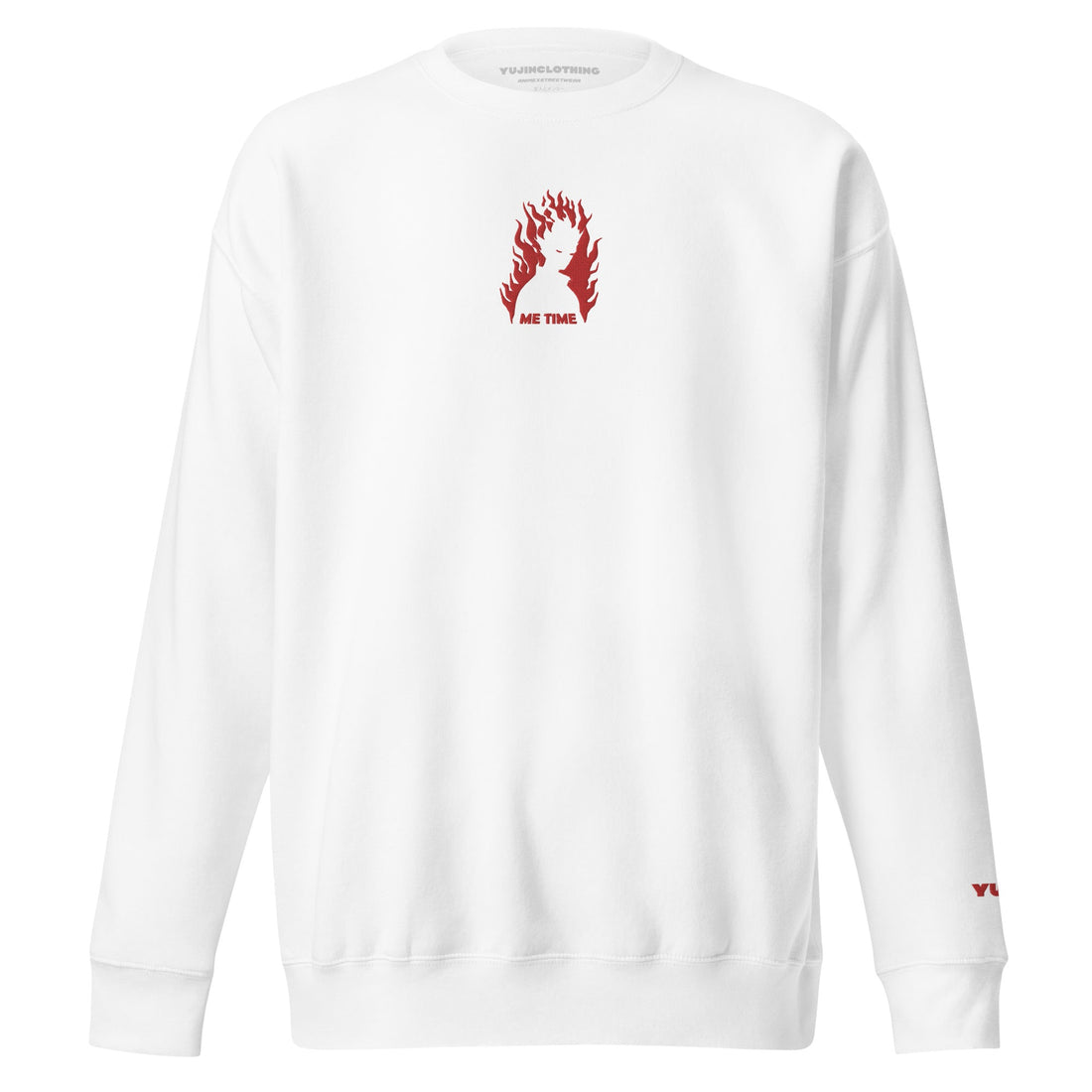 Yūjin Clothing Me Time sweatshirt featuring a cozy, relaxed fit in soft fabric with a printed "Me Time" design on the front.