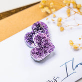 Uruguayan Amethyst Love Heart Cluster by Conscious Items, showcasing raw purple amethyst crystals in a heart shape with vibrant purple hues.