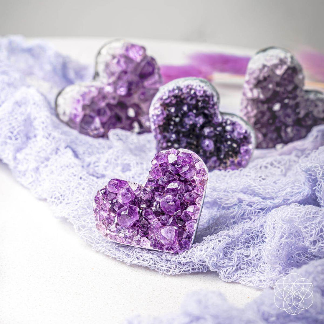 Uruguayan Amethyst Love Heart Cluster by Conscious Items, AAA premium raw crystal with purple hues and natural heart-shaped formation.