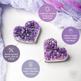 Uruguayan amethyst love heart cluster from Conscious Items, raw AAA premium quality purple crystal with natural gemstone formations.