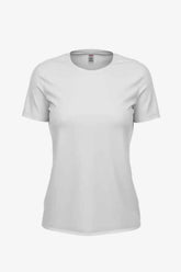 White SpectraUSA Ladies Crew PFD 8600 T-shirt front view, showcasing the clean design and fit of the casual crew neck top.