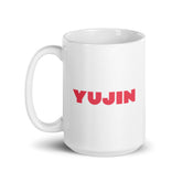 Yūjin Clothing Hitotsume-Kozō Mug featuring a traditional Japanese design with a handle and detailed artwork on ceramic surface.