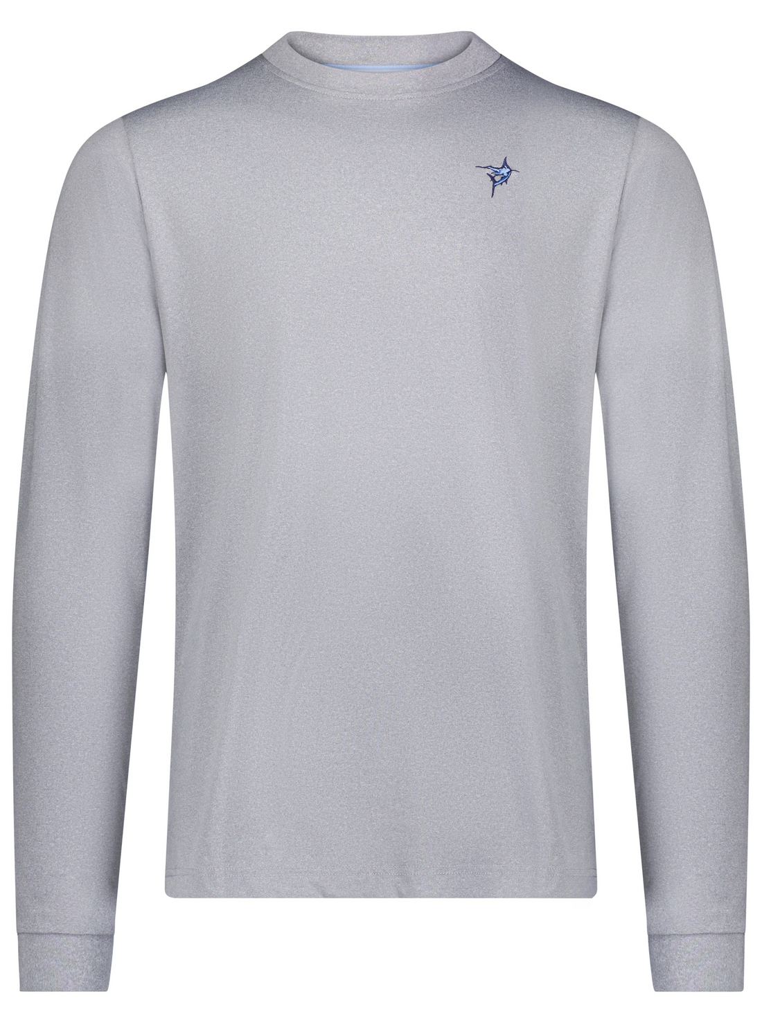White Water Life Dockside Performance long sleeve shirt displayed flat, showcasing its navy color and lightweight, breathable fabric.