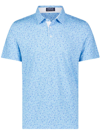 Spirits Print Polo shirt by White Water Life featuring a colorful cocktail-themed design on a casual polo.