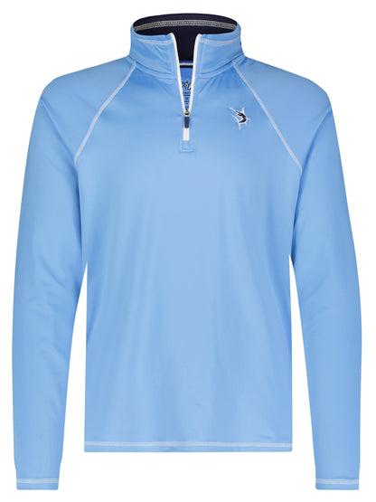 Light blue White Water Life Harbor Quarter Zip shirt, made for effortless comfort, with a quarter zip collar and casual fit.