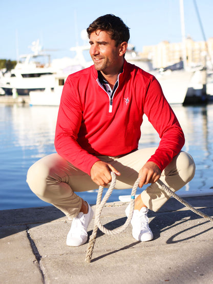 White Water Life Montauk quarter zip midweight comfort fleece, shown in a close-up of the soft, cozy fabric and zipper detail.