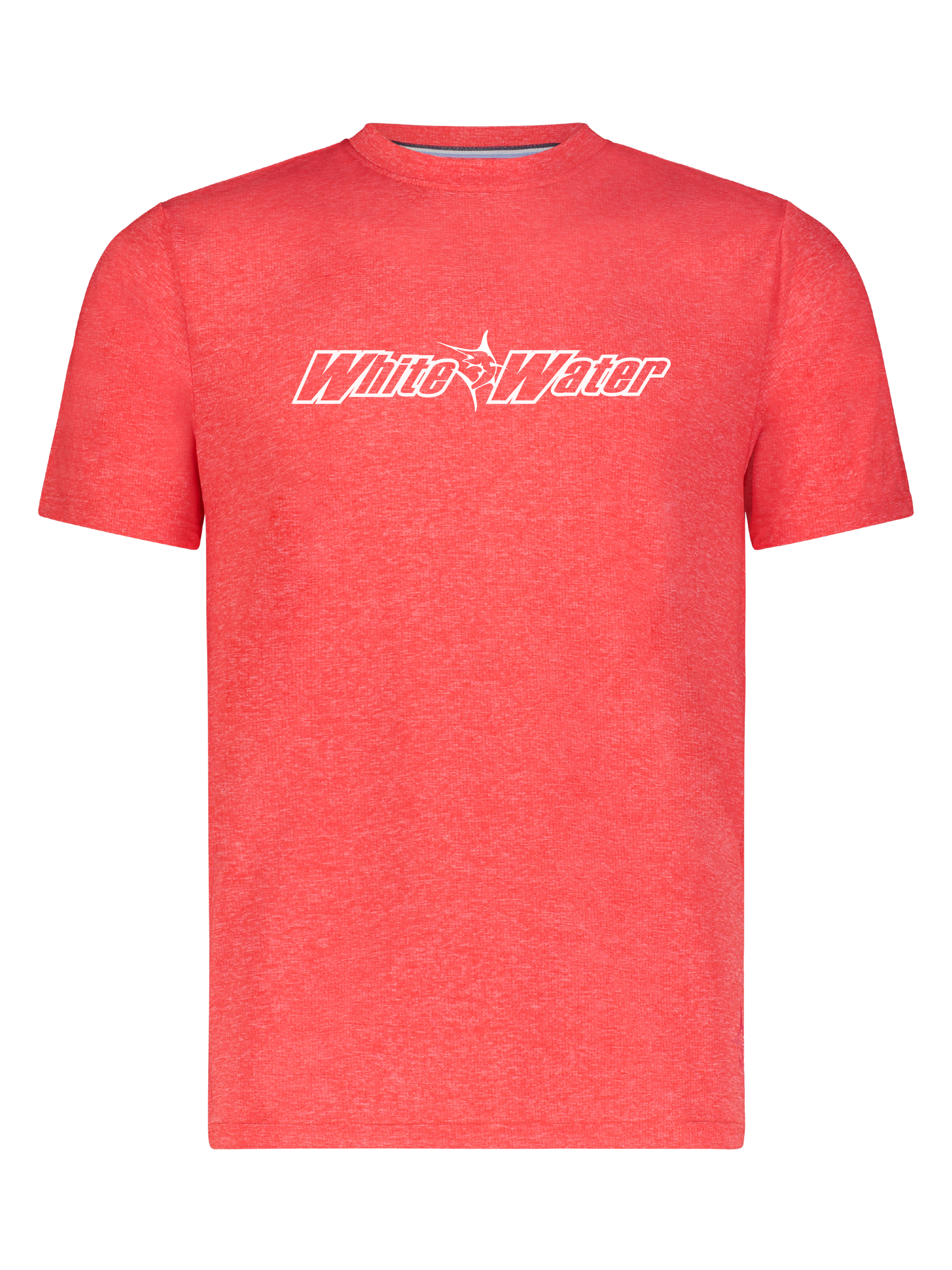 Red White Water Life Bimini Primary Performance Tee with short sleeves, featuring a comfortable and stylish design.