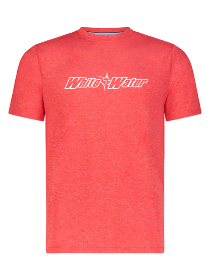 Red White Water Life Bimini Primary Performance Tee with short sleeves, featuring a comfortable and stylish design.