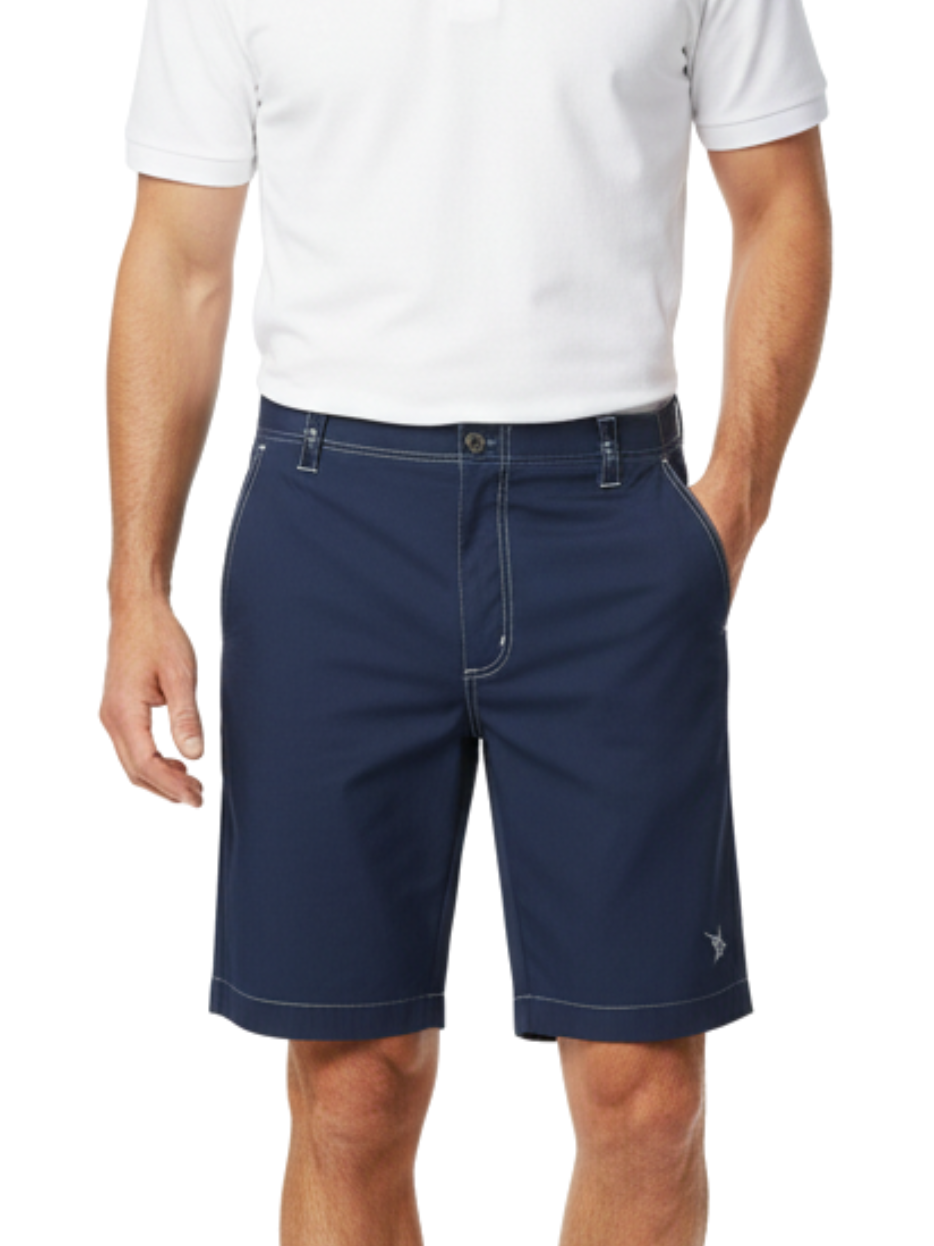 Navy Starboard Shorts by White Water Life featuring a casual fit and lightweight fabric, shown on a model.