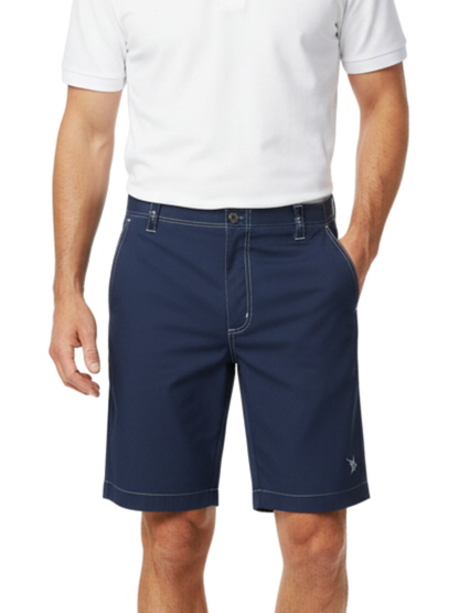 Navy Starboard Shorts by White Water Life featuring a casual fit and lightweight fabric, shown on a model.