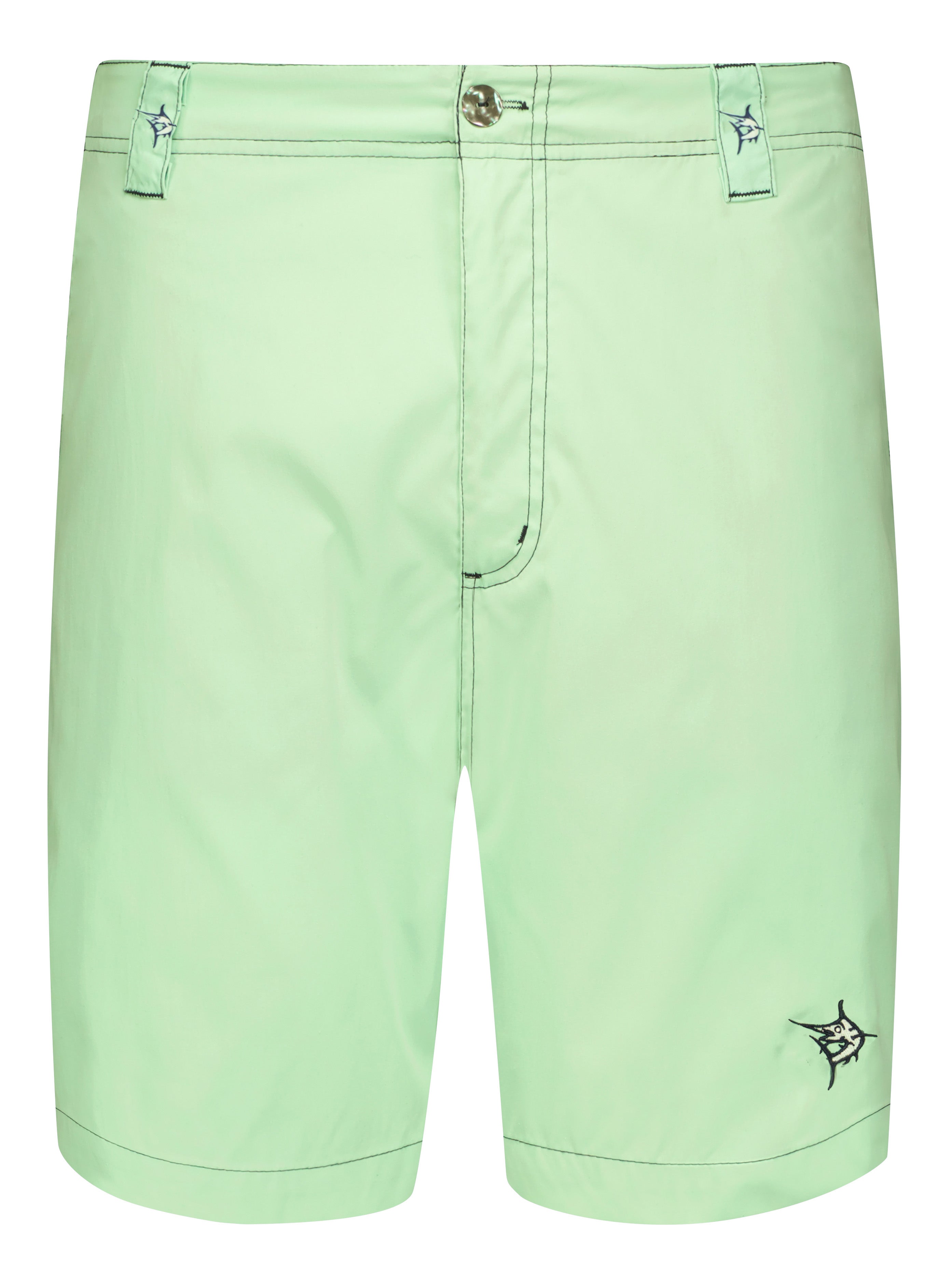 Green Starboard shorts by White Water Life, casual athletic shorts with a comfortable fit and adjustable waistband.
