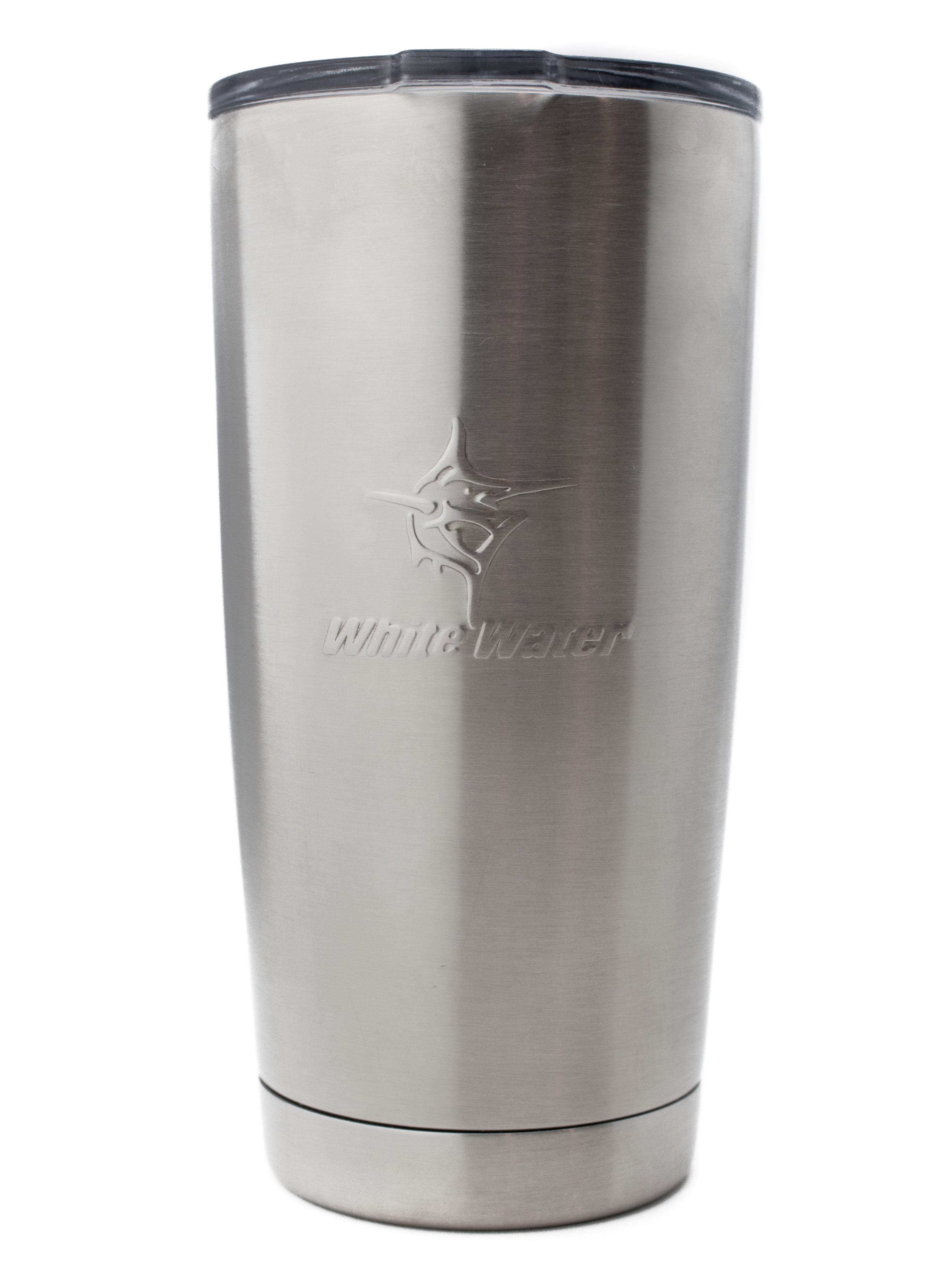 White Water Life 20-ounce tumbler featuring a simple design, ideal for keeping beverages hot or cold.
