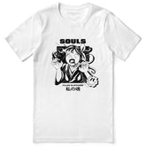 Yūjin Clothing Lost Souls T-Shirt featuring a dark, artistic design on black cotton fabric, casual and stylish for everyday wear.