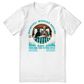 Yūjin Clothing Good Morning Cat T-Shirt featuring a playful cat design on a comfortable casual tee.