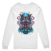 Yūjin Clothing Possessed long sleeve T-shirt featuring a dark, eerie graphic design on black fabric.