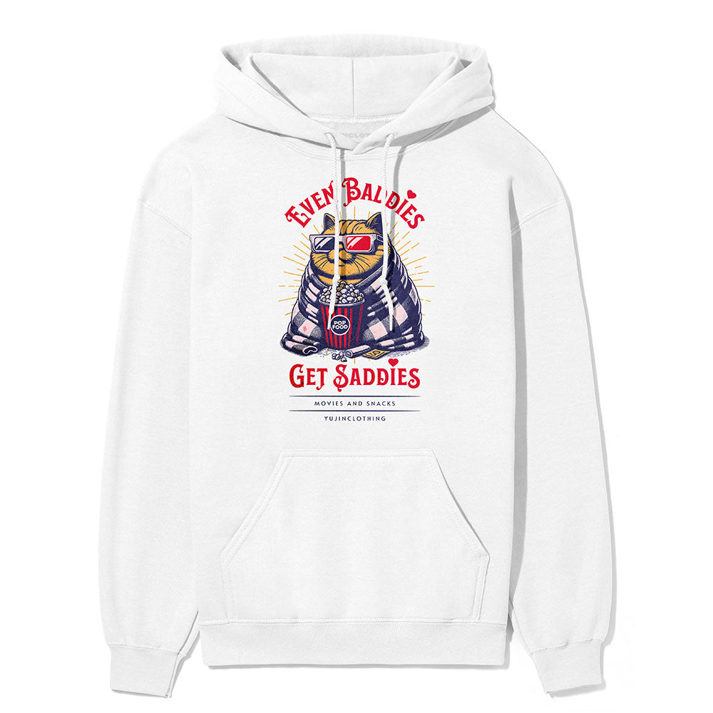 Yūjin Clothing Even Baddies cat hoodie featuring a cozy design with a playful cat graphic on the front.