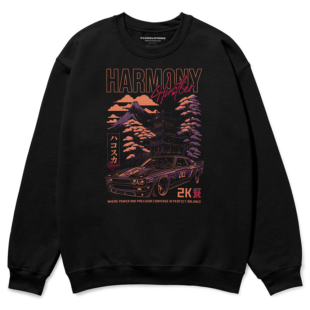 Yūjin Clothing Harmony Car sweatshirt featuring a stylish design, soft fabric, and comfortable fit for casual wear.