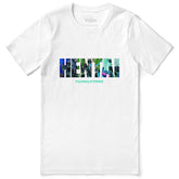 Yūjin Clothing Neo Hentai T-Shirt featuring vibrant graphic design on a casual black T-shirt for anime-inspired style.