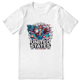 Yūjin Clothing July 4th eagle and boy graphic T-shirt featuring patriotic design and casual fit, perfect for Independence Day celebrations.