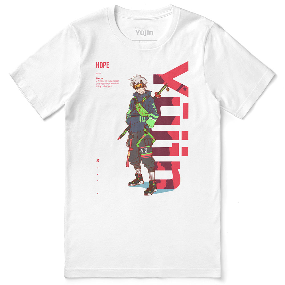 Hope T-Shirt by Yūjin Clothing, soft cotton fabric, featuring a minimalist hope graphic design on a casual t-shirt for men or women.