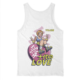 Yūjin Clothing love tank top featuring a sleeveless design with a printed &