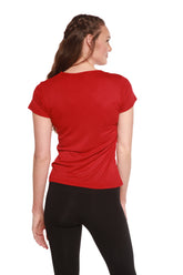 Women’s Spun Bamboo scoop neck short sleeve T-shirt made of 100% bamboo viscose, shown flat with a relaxed fit and soft fabric texture.