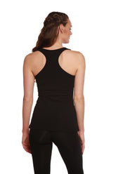 Women’s bamboo and cotton racer back tank top by Spun Bamboo, lightweight sleeveless top for casual wear.