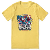 Yūjin Clothing July 4th Eagle and Boy graphic T-shirt featuring patriotic American flag design and casual fit.