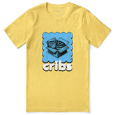 Yūjin Clothing Cribs Cat T-Shirt featuring a playful cat graphic on a comfortable casual tee for cat lovers.