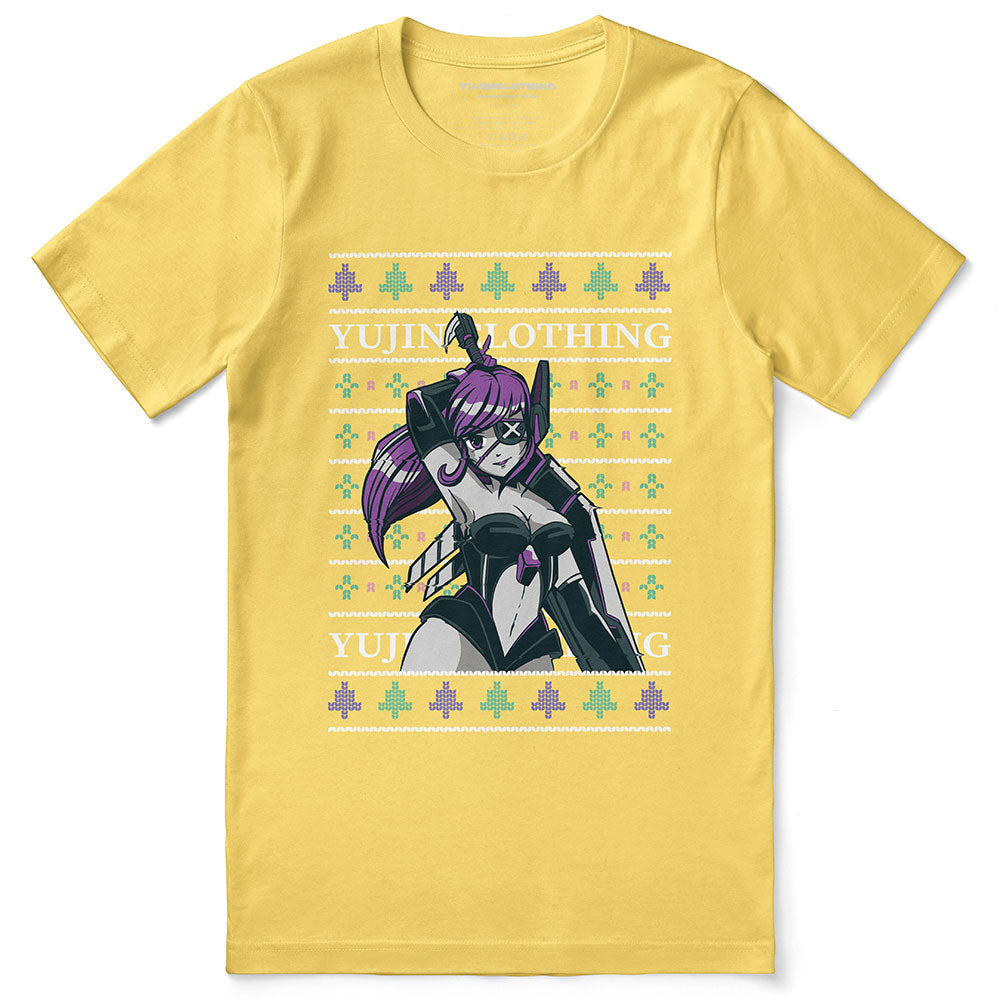 Yūjin Clothing Cypher Girl Christmas T-Shirt featuring festive holiday design and comfortable cotton fabric.