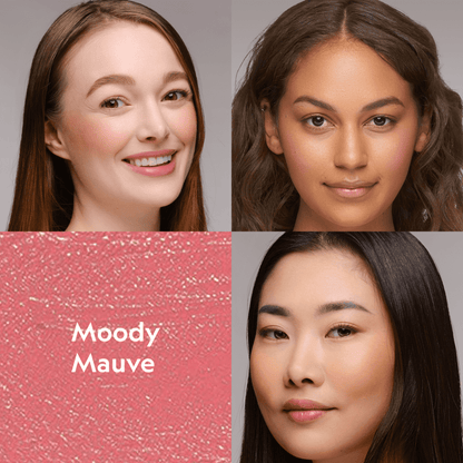 YENSA Super Serum Silk Buildable Cream Blush in Moody Mauve, smooth creamy blush with a silky finish on fair skin.