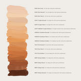 YENSA Super Serum Silk Foundation shade chart showing various shades of natural glow hydrating peptide foundation for radiant skin