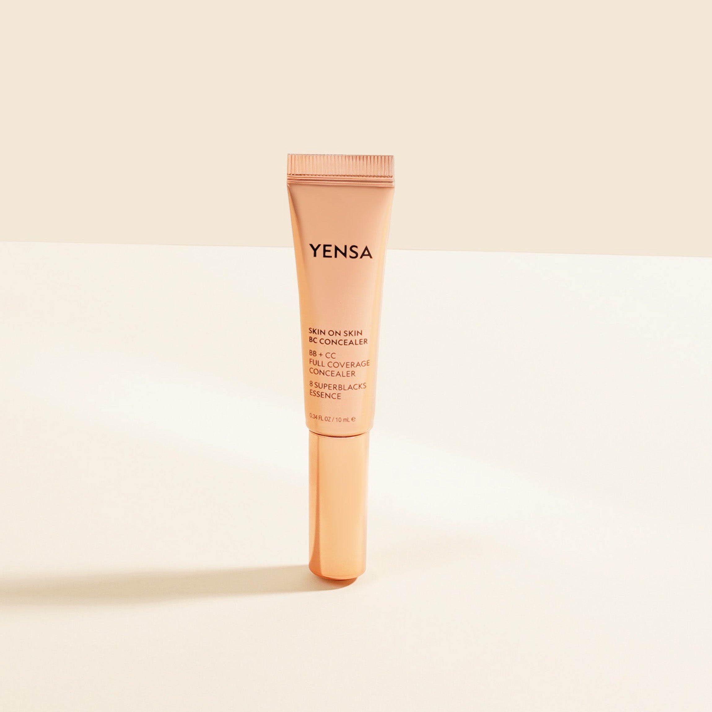 YENSA Skin On Skin BB + CC Full Coverage Hyaluronic Serum Concealer in a sleek makeup tube with applicator