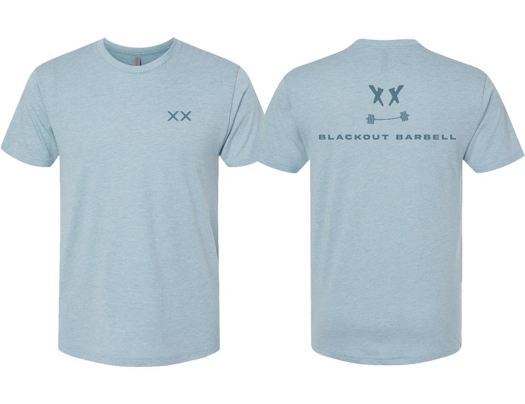 Blackout Barbell Phantom Tee displayed on a mannequin, featuring a sleek black design and modern fit.