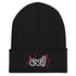 Yūjin Clothing Evil Beanie headwear featuring a dark, edgy design with a folded brim and embroidered logo, perfect for streetwear style.