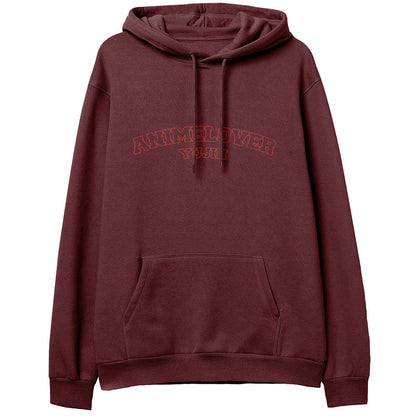 Anime Lover Essential Hoodie by Yūjin Clothing featuring a comfortable design with anime-themed graphics and soft fabric.