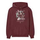 Yūjin Clothing Digging My Own Graves cat hoodie featuring a black hoodie with graphic design and a front pocket.