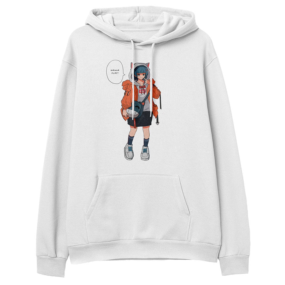 Yūjin Clothing Drippin Kitten Hoodie in black featuring a large front graphic and cozy hood, perfect for casual wear.