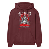 Yūjin Clothing Glorious Death Hoodie in black, featuring a detailed graphic design on the front and comfortable fabric.