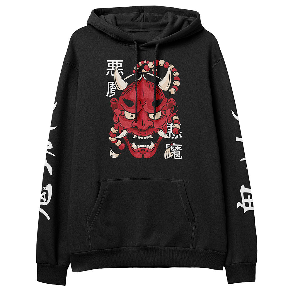 Yūjin Clothing Hannya Demon Mask hoodie featuring a bold, graphic print of a traditional Japanese Hannya mask on a comfortable hoodie