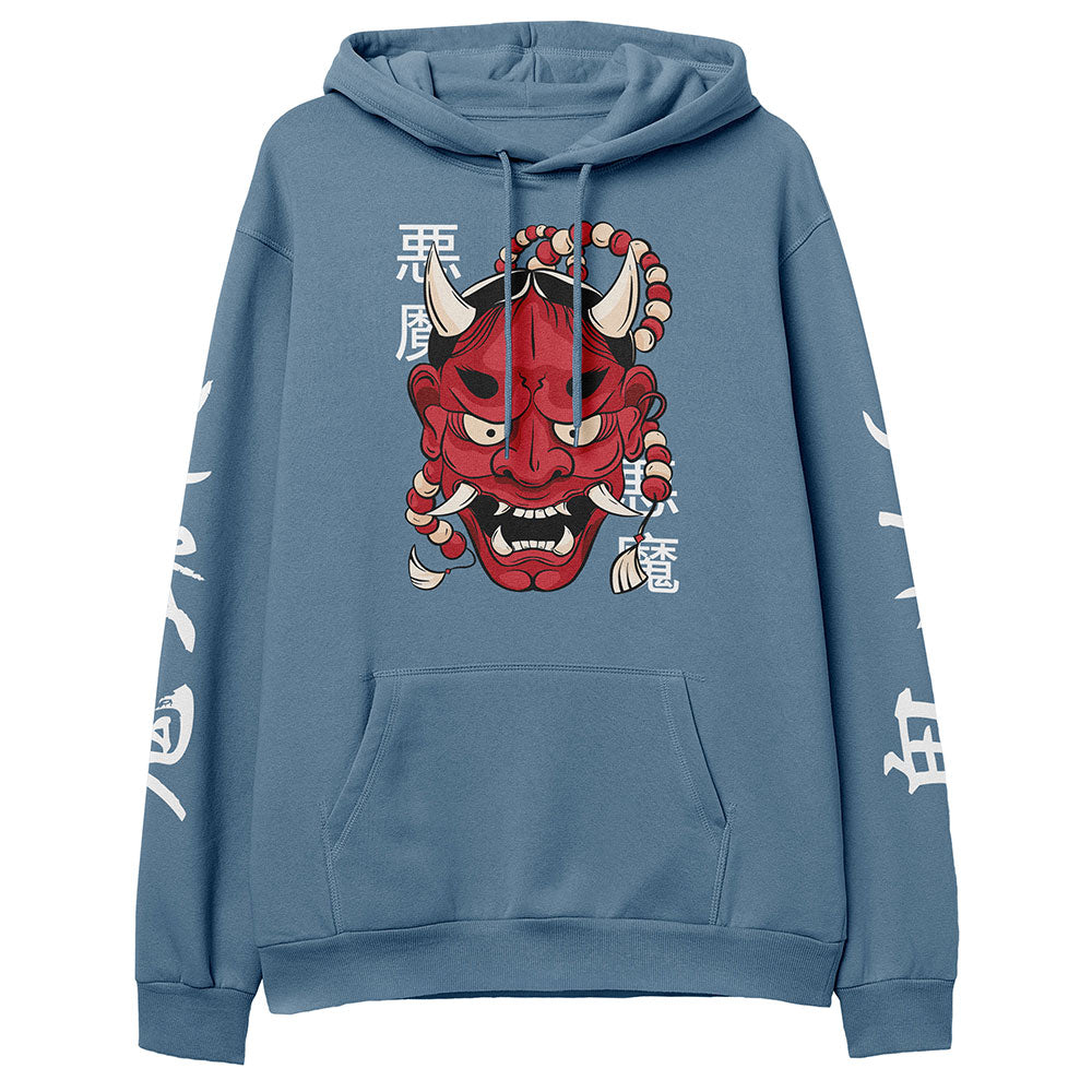 Yūjin Clothing Hannya Demon Mask hoodie featuring a bold demon mask design on a comfortable black hoodie.