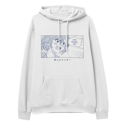 Yūjin Clothing Not Your Waifu hoodie featuring a stylish graphic design on soft fabric, perfect for casual wear.