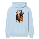 Yūjin Clothing Creep It Cat Hoodie featuring a cozy black hoodie with a playful cat design on the front.