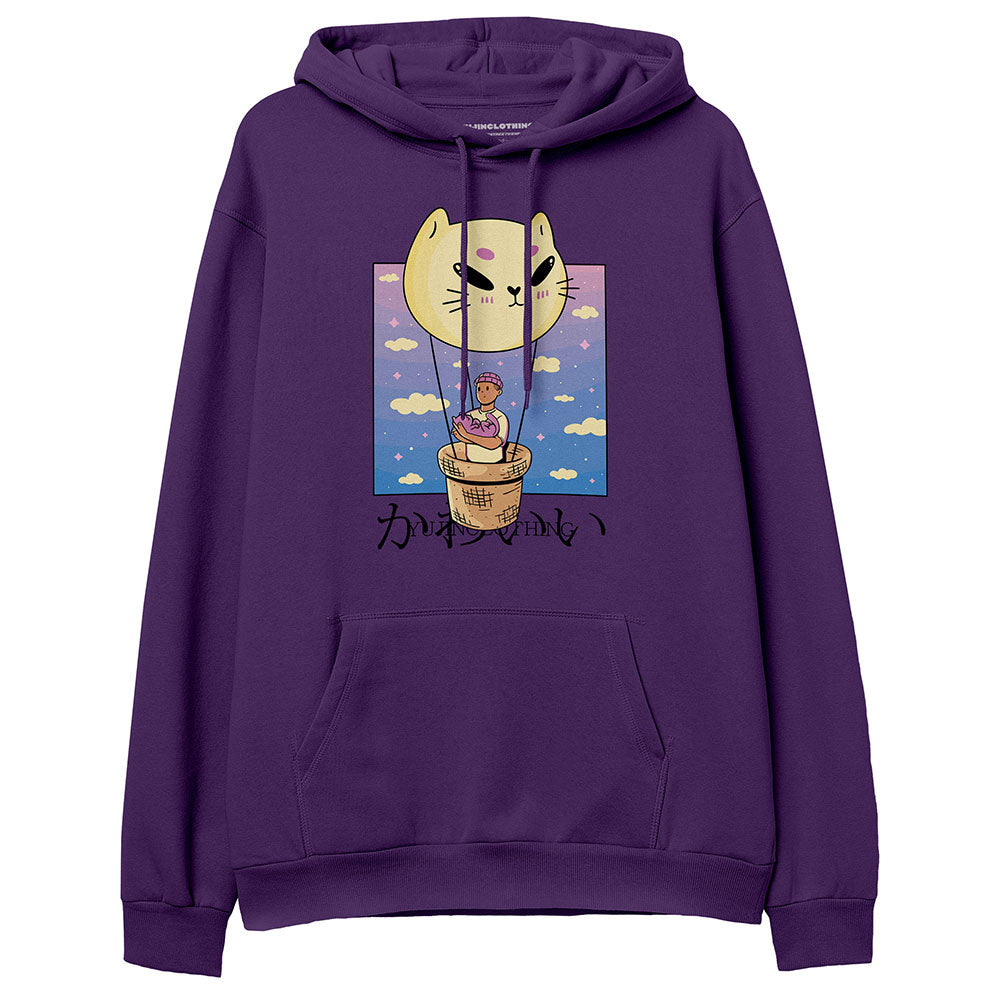 Yūjin Clothing fluffy cat hoodie featuring soft, plush fabric with cat ear details and cozy fit for casual wear.